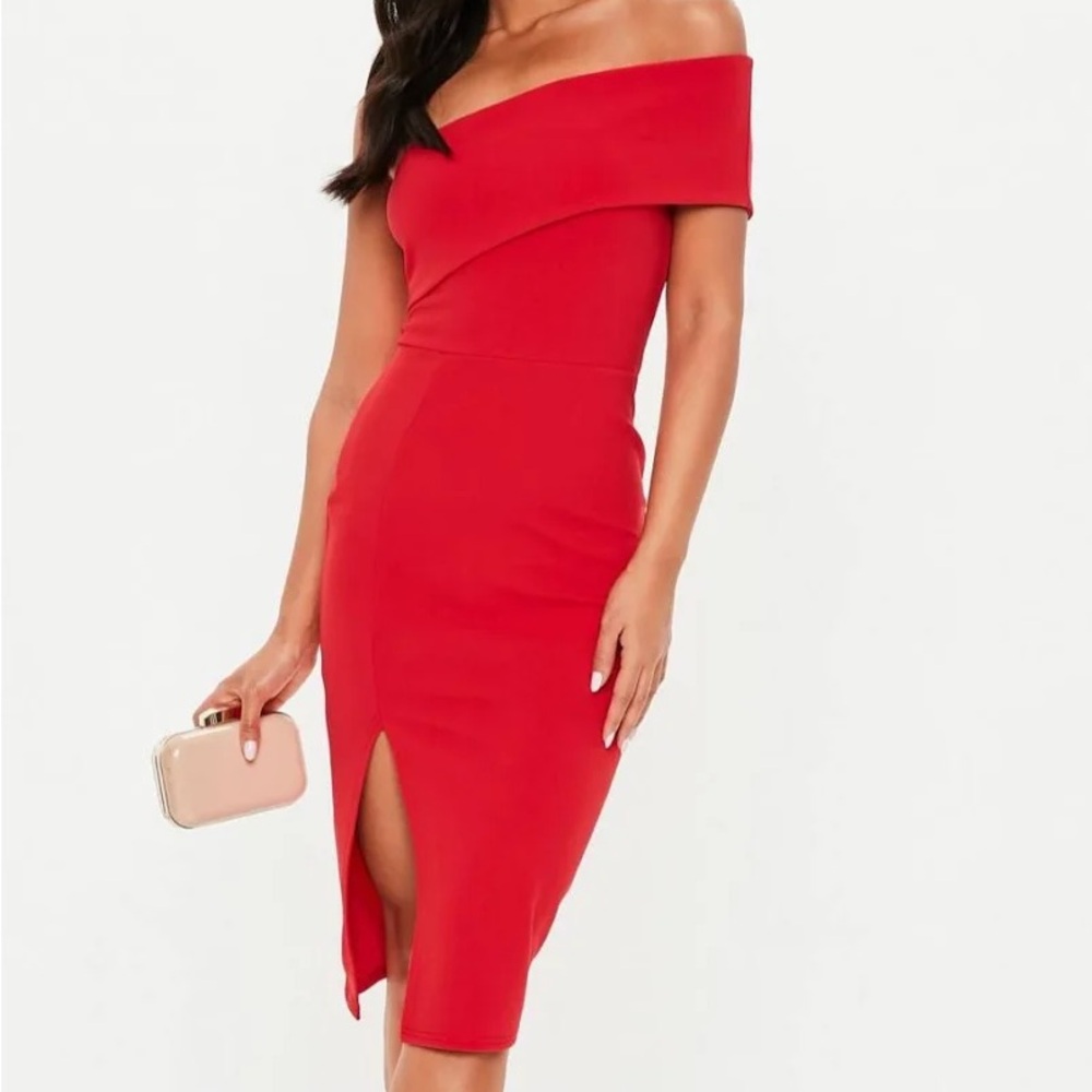 Elegant Red Off-Shoulder Dress
